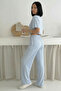 Women Batwing Sleeve Cropped Top- Baggy Pants Double Set - 2