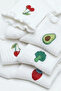 Embroidered Fruit Patterned White Socks Set of 4 – Cotton Women's Daily Socks - 2