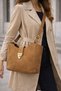 100% Genuine Cowhide Leather Leather Si, Suede Women's Bag Tan – Shoulder Bag and Crisscross Straps Stylish Casual Women's Bag Si - 2