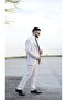 Classics Stone Color Slim Fit Pointed Collar Vest Set Men's Suit - 5