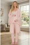New Season Powder Maternity Premium Lace Detailed Stylish Long Sleeve Dressing Gown Pajama Set 3-Piece Set - 6
