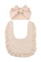 - Ava Small Ribbon Headband & Baby Bib Set - Light Beige - 3