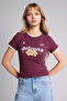 G2511Axbr232 Claret Red Fitted Printed Rib Knit T-Shirt - 3