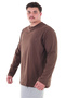 Long Sleeve Crew Neck m Transitional D Solid Color Thin Sweatshirt Suitable for Men between 115-155 Kilograms Brown - 2