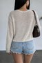 Women's Lace-Like Knit Knitted Cardigan – Buttoned Cream Knitwear Cardigan - 2