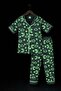 100% Cotton Phosphorescent Night Glowing Sky Patterned Boys Girls Unisex Baby Kids Pajama Set - 3