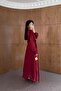 Burgundy Shiny Maxi Dress - 2