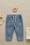 Organic Cotton Pack Embroidered Baby Jeans - Animal Figures - Elastic Waist - 6