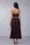 Women's Black Lace Tulle Detail Midi Length Pleated Lined Stylish Skirt - 2