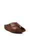 Tan Genuine Leather Women's Flat Slippers - 3