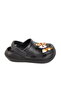 Black Faux Leather Girl's Sabo Slippers