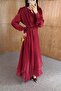 Burgundy Shiny Maxi Dress - 5