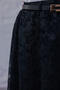 Women's Black Lace Tulle Detail Midi Length Pleated Lined Stylish Skirt - 7