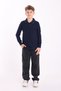 Navy Blue Slim Fit Polo Neck Long Sleeve Unisex Children's School T-Shirt 100% Cotton 5-16 Years Old - 3