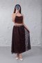 Women's Black Lace Tulle Detail Midi Length Pleated Lined Stylish Skirt - 6
