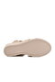 Beige Genuine Leather Women's Wedge Heel Sandals - 5