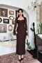Gloplu (Supported) Lined Maxi Long Length Premium Brown Lace Dress - 3