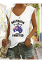Women's Australia Printed V-Neck Sleeveless Regular Fit Casual T-Shirt