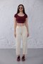 Women's Cream High Waist Straight Fit Ankle-Length Jean Pants
