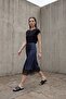 My Fashion Lace Detailed Satin Midi Skirt