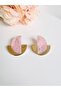 Steel Fan Gold Earrings 4 cm - 4
