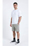 Men's Regular Comfortable Cut, Elastic Waist, Side Pocketed Folded Legs, Stone Bermuda Shorts