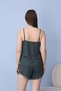 Women's Dublin Fabric Lace Detailed Rope Strap Green Shorts Set - 2