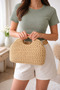 Imported Wicker Basket with Bag Gold Chain Straps - 3