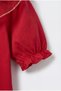 Girl's Cotton Pack Red Flywheel Collar Blouse - Gold Striped Detail - 3