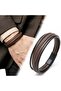 Coffee Tube Braided and Multi-Leather Bracelet - Zamak Lock 31683B2D5Z