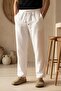 Men's White Linen Pants Elastic Lace-Up Baggy Fit Comfortable Summer Pants Ls-23102 - 2