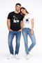 Lover Couple Astronaut Printed Couple T-Shirt Oversize Unisex Partner T-Shirt Set of 2 Black-White