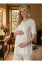New Season Ecru Shawl Collar Summer Special Design 100% Cotton Maternity Pajama Set - 2