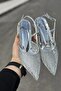 Glow Silver Glittery Pointed Toe Heeled Shoes - 4
