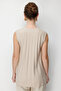 Women's Crew Neck Pleated Long Fine Knit Y Vest Beige - 4