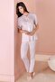 Women's Combed Cotton Lace Detailed 3-Piece Maternity Pajama Set