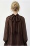 Women's Brown Stand Collar Cape Cut Princess Sleeve Chiffon Blouse 0899 60286017 - 5