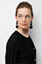 Women's V-Neck Pleated Araboy Fine Knit Jacket Black - 3