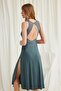 Ieg Collared and Backless Lace Nightgown with Slits Ilkel-Mdgym457 - 8
