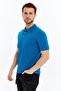 Polo Collar T-Shirt 100% Cotton Indigo Men's - 4