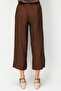 Women's Elastic Waist Pocketed Pants Brown - 4