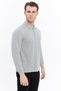 Men's Long Sleeve Polo Neck Cotton T-Shirt Long Sleeve t Shirt Gray Melange - 3