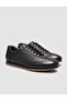 100% Genuine Leather Textured Black Lace-Up Men's Casual Shoes - 2