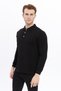 Men's Long Sleeve Polo Neck Cotton T-Shirt Long Sleeve t Shirt Black - 7