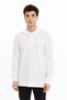 Men's Long Sleeve Polo Neck Cotton T-Shirt Long Sleeve t Shirt White