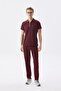 Men's Polo Collar Medical Uniform Set Claret Red Stretch Fabric Doctor Nurse Uniform - 3