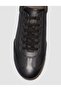 100% Genuine Leather Textured Black Lace-Up Men's Casual Shoes - 6