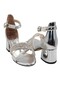 Silver Patent Leather Girls' Heeled Sandals Shoes - 5