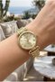 Gold Round Case Women's Wristwatch |   30mm Steel Case, Gold Metal Band, Gold Dial - 2