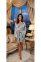 Mint Green Floral Print Satin Nightgown & Dressing Gown Set – Elegant and Comfortable 2-Piece Set - 4